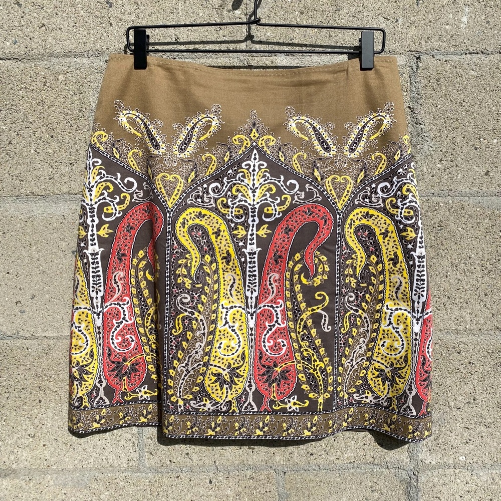 Elie Tahari - Paisley Patterned Organic Earth Tones Skirt - size 8